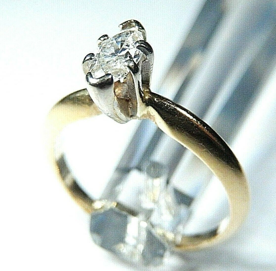 14 k YELLOW GOLD 1/3 CT VS-2 / F-G DIAMOND MARQUISE SOLITAIRE ENGAGEMENT SZ 5