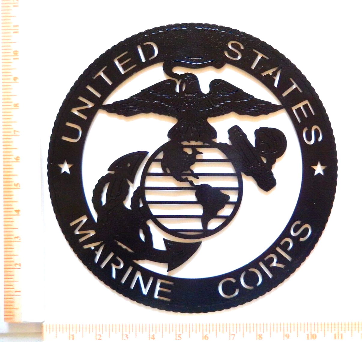 ~NEW~ 13 ga. " US Marines Corps" Heavy Thick Steel Metal Art Wall Plaque 11"