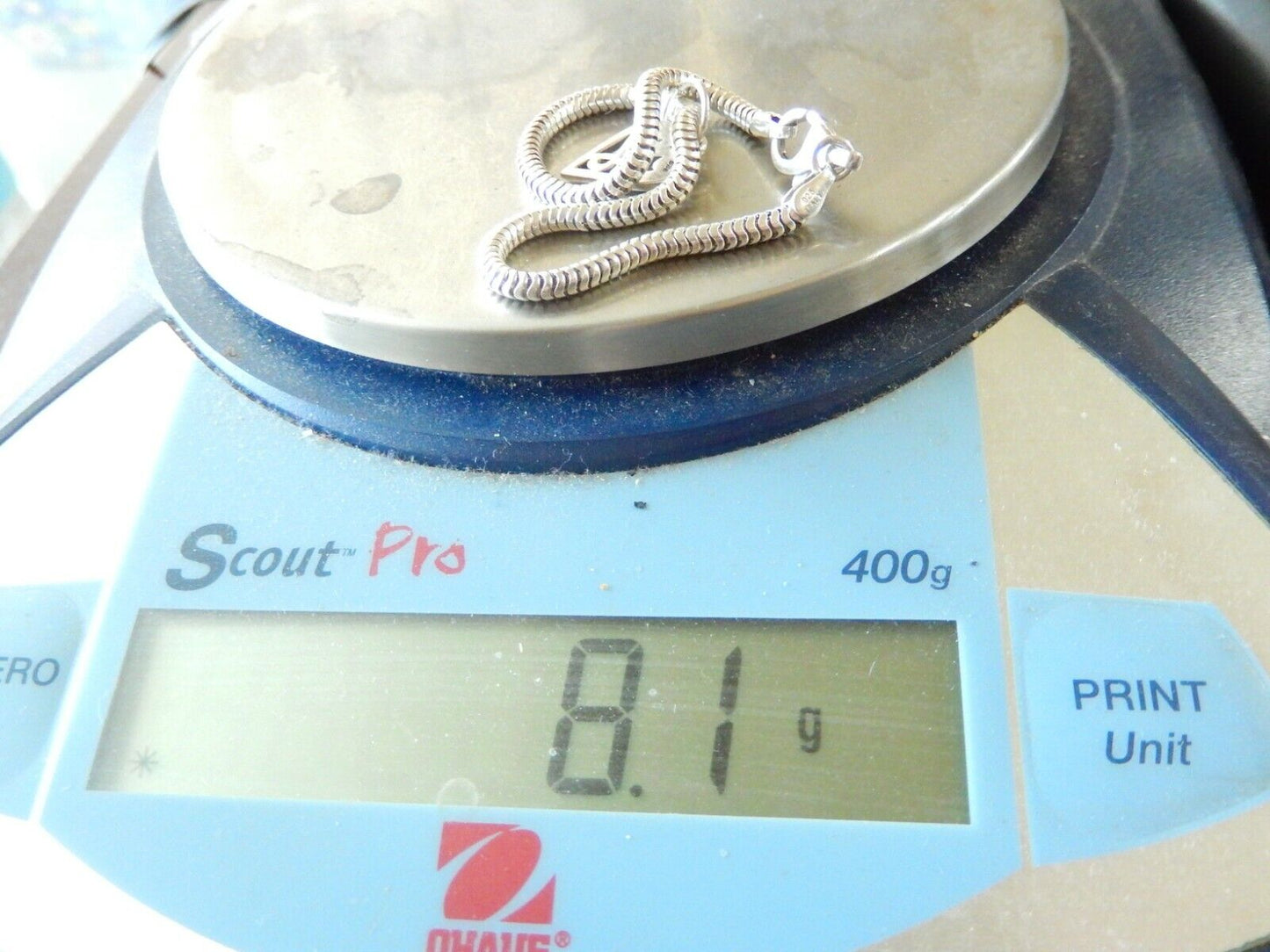 *VINTAGE* RCI Sterling Silver 925 ITALY Snake Link Chain Bracelet 7.5" w/Heart