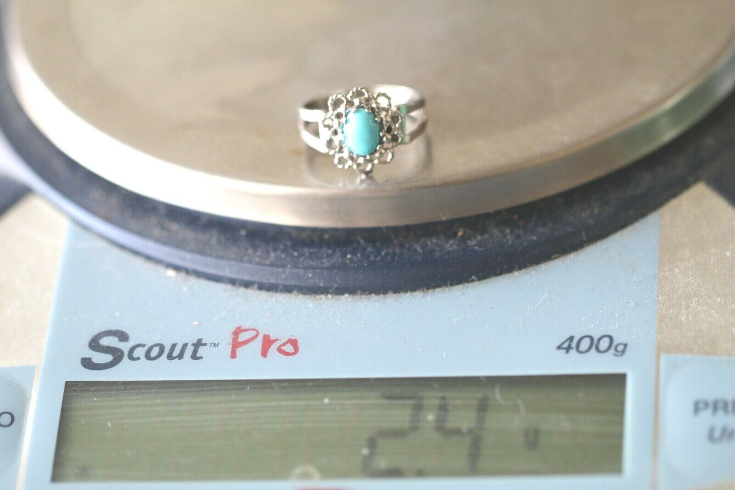 *VINTAGE* Sarah Coventry Ring with Turquoise in Sterling Silver Size 6.75