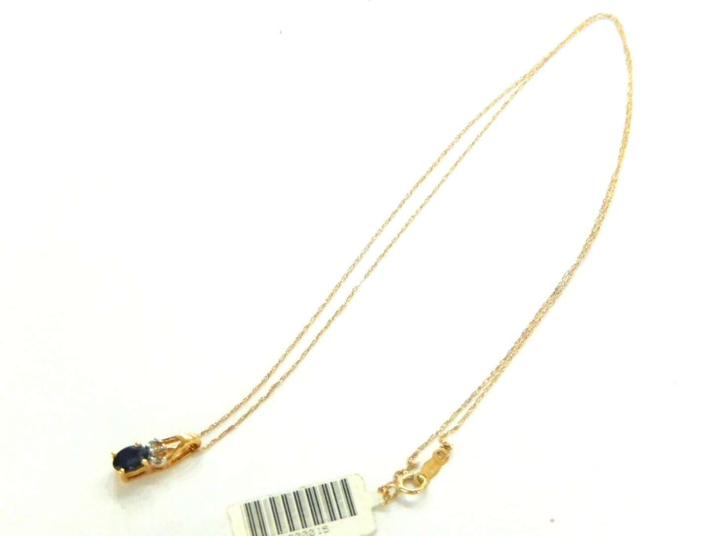 10K Yellow Gold .60CT NATURAL SAPPHIRE SOLITAIRE & DIAMOND PENDANT w/20" Chain