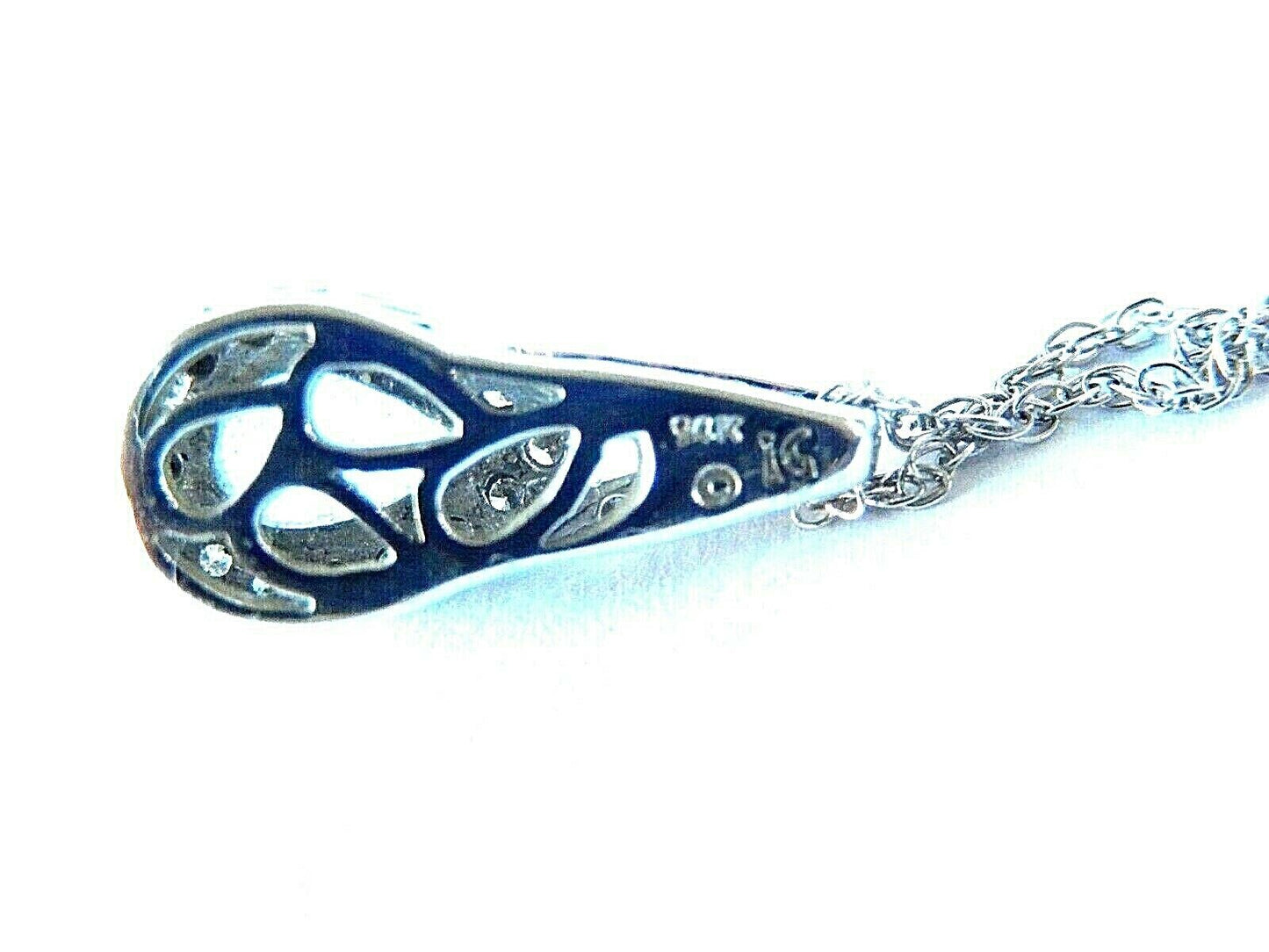 Pear Shape Aquamarine & Diamond Pendant Necklace in 14K White Gold 18" Chain