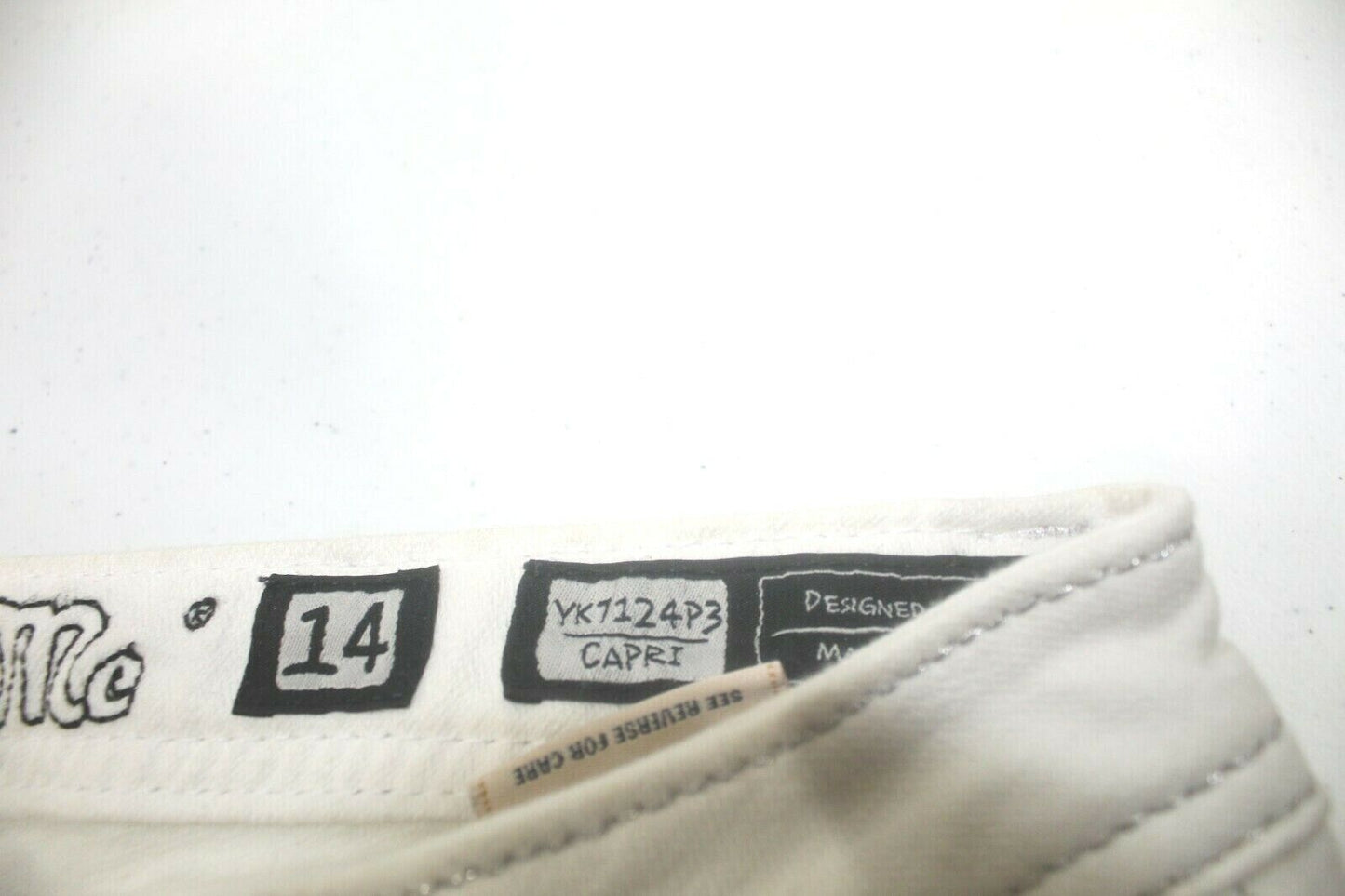 *MINT* Miss Me Girls Size 14 White Capri Jeans YK7124P3 Bling Rhinestones