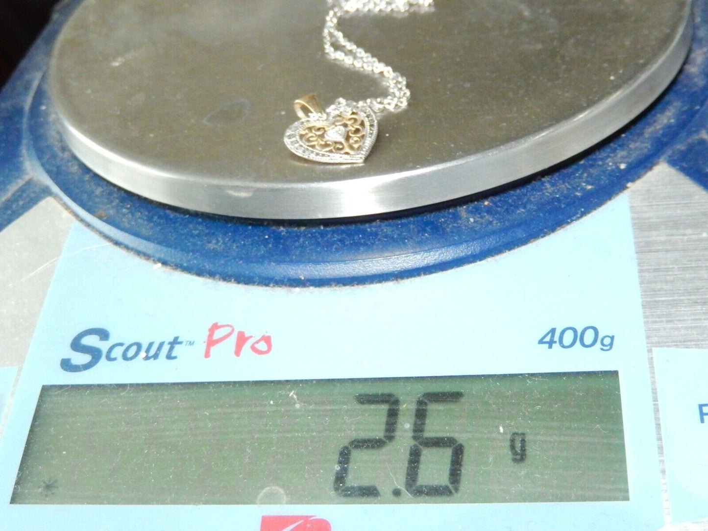 *VINTAGE* 10K Two-Tone Gold Diamond Filigree Heart Pendant w/ 18" Chain