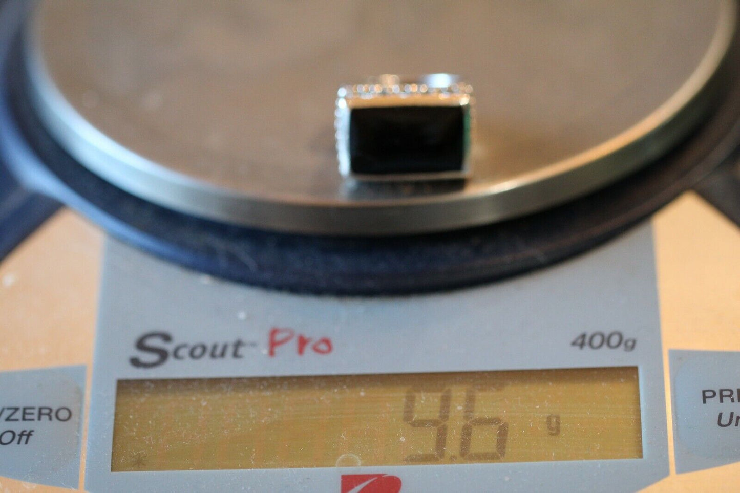 *VINTAGE* Large 925 Sterling Silver Black Onyx Square Filigree Trim Ring Size 6
