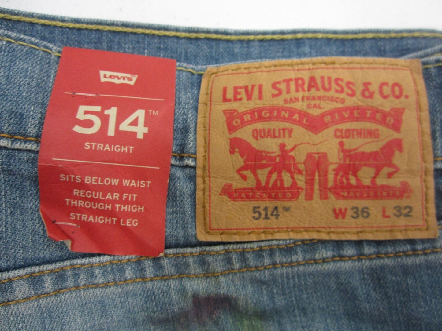 NWT LEVIS 514 STRAIGHT REGULAR FIT COMFORT STRETCH JEANS MENS W36 X L32