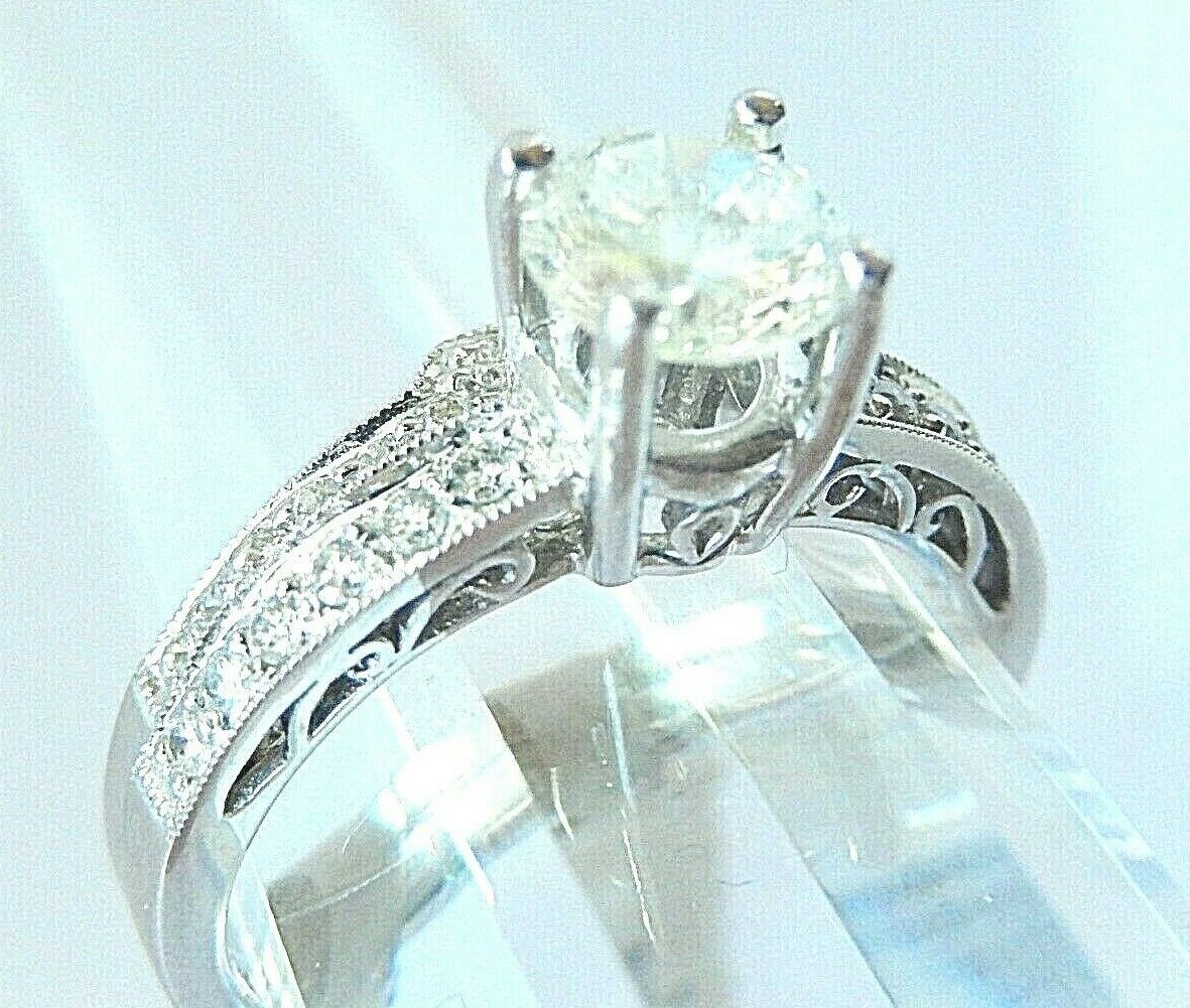 1.25 Ct Natural Diamond Wedding Bridal Set Real 14K White Gold Rings Sz 7
