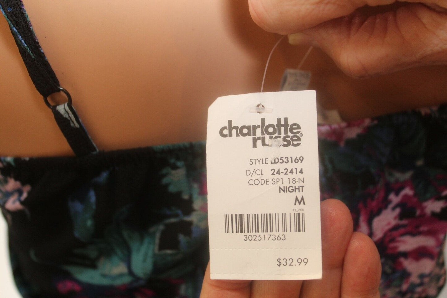 *NWT* $32.99 Charlotte Russe Chiffon Multicolor Flower Dress Size Med "CUTE"