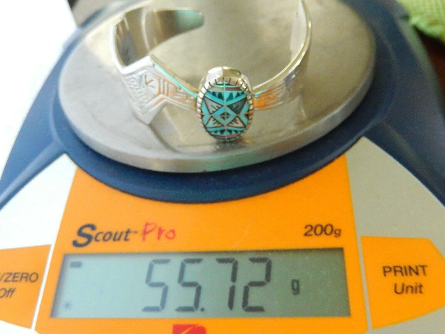 RMT Roderick Tenorio Sterling Silver Turquoise Cuff Bangle Bracelet Pollack Star