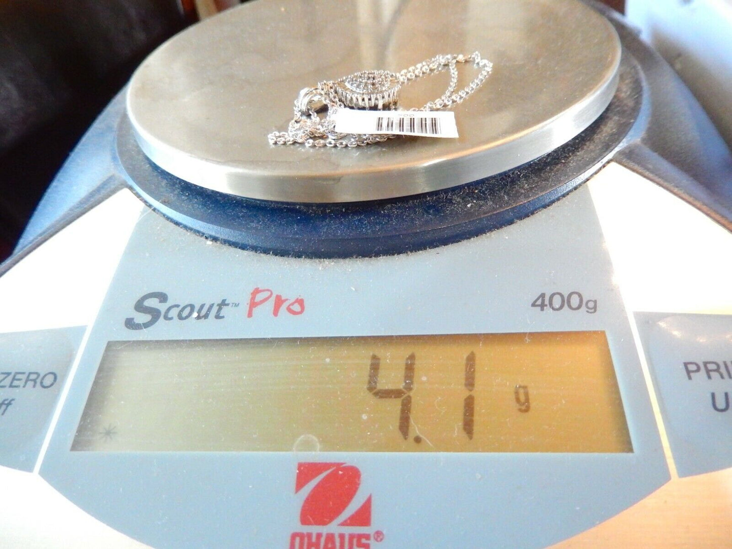 *NWT* 3/4 Ct Round & Baguette Diamond 10K White Gold Cluster Pendant Necklace