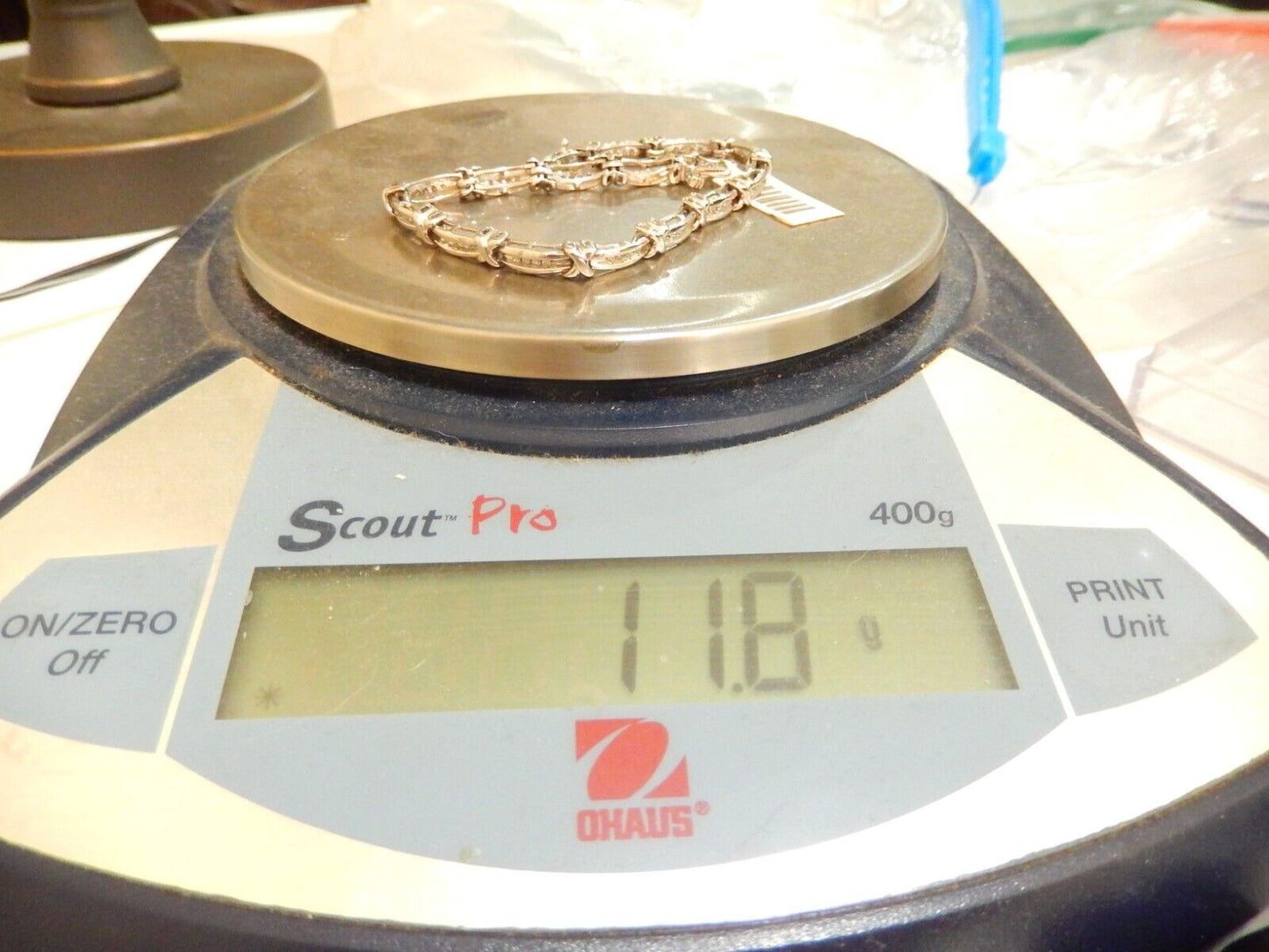*VINTAGE* HEAVY 10k White Gold 0.50 CT Diamond X Link Tennis Bracelet 7.25"