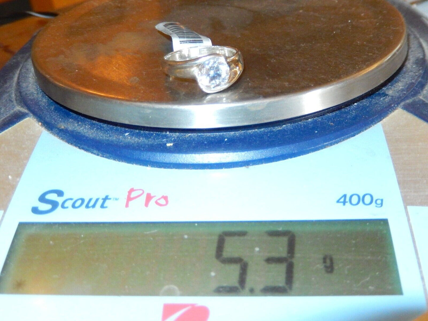 *VINTAGE* Sterling Silver 1.50 CT CZ Solitaire Swirl Top Band Ring Size 8