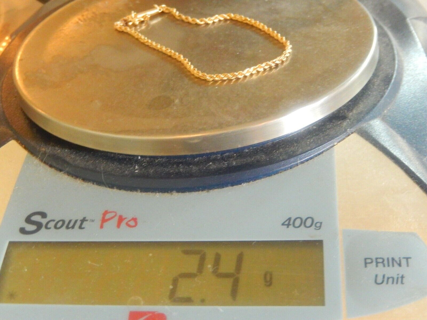 14k solid gold rope chain bracelet 7” 2mm Nice Barrel Clasp