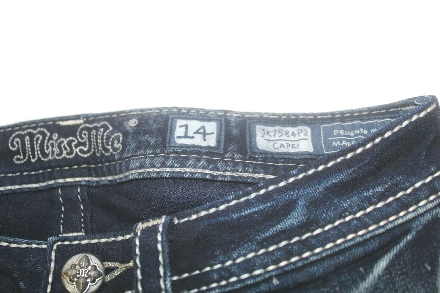 *NWT* Miss Me Dark Capri Cross Jeans Girl's JK7584P2 Size 14