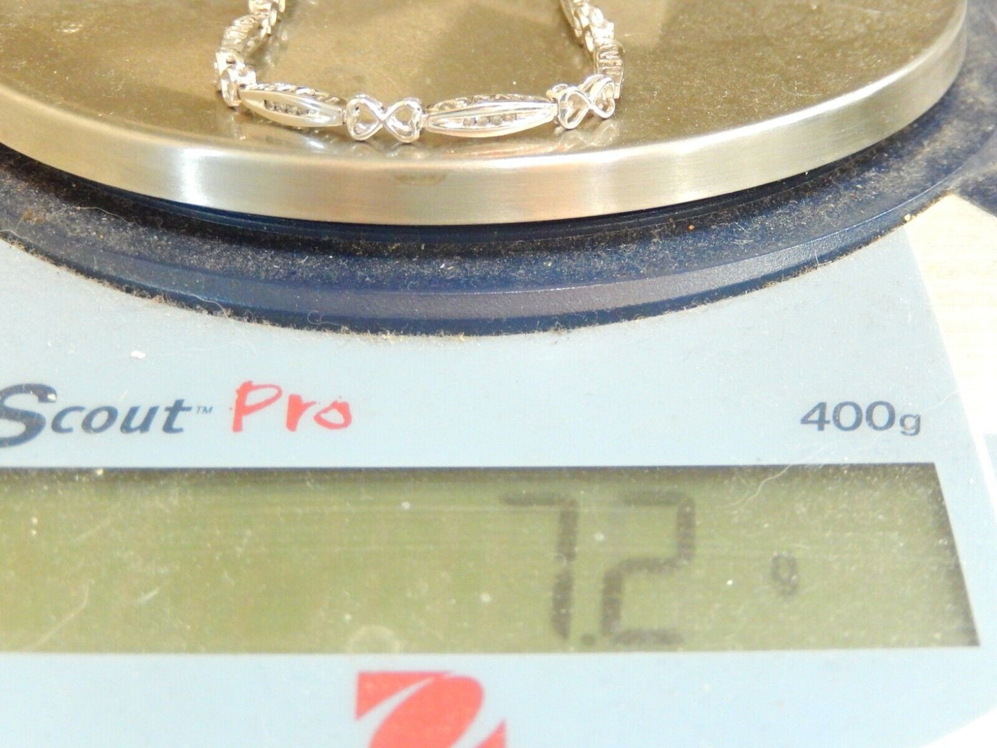 10K WG 1/2CT Diamond "I Love You" Heart Cutouts Bracelet White Gold 7"