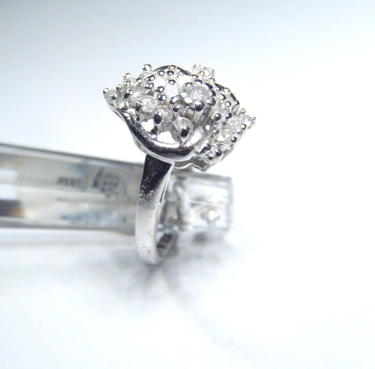 *VINTAGE* 14k White Gold Round .50CT Natural Diamond Cocktail Ring Size 7.5