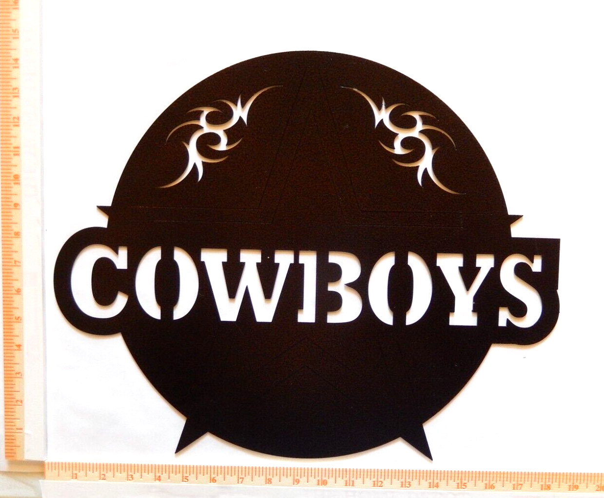 ~NEW~ LARGE - 14ga. "COWBOYS ROUND WESTERN STAR" Metal Wall Art ~ 18"