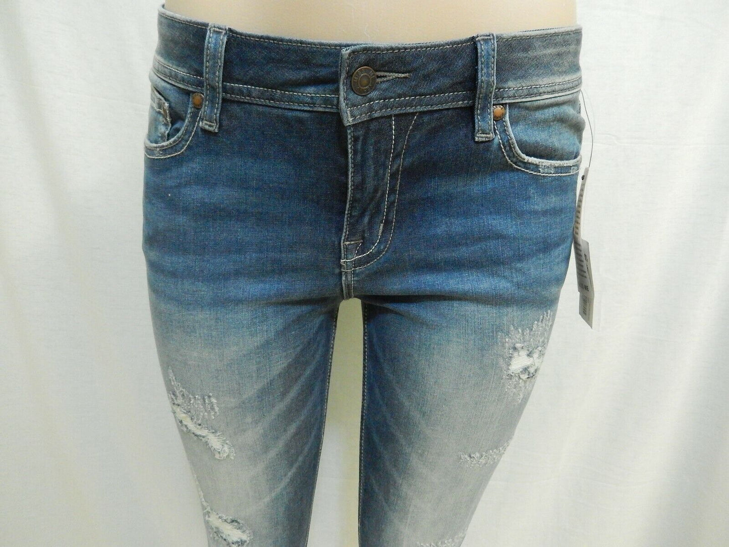 *NWT* Miss Me JE3073SR Signature Skinny Distressed Med Blue Jeans Size 25 x 31