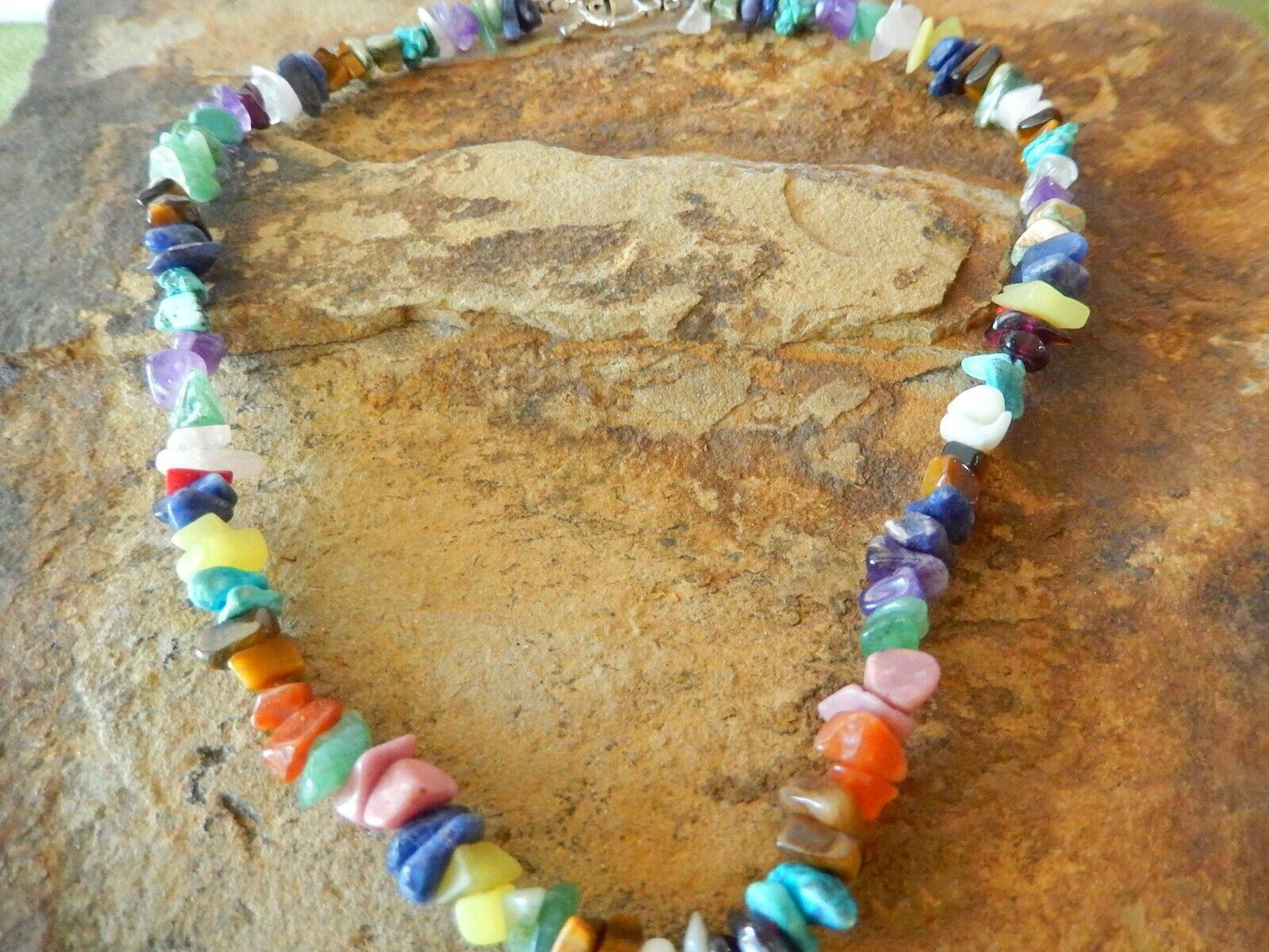 Vintage Sterling Silver Cross Necklace Mexico 925 Multi Gemstone Rare 17"