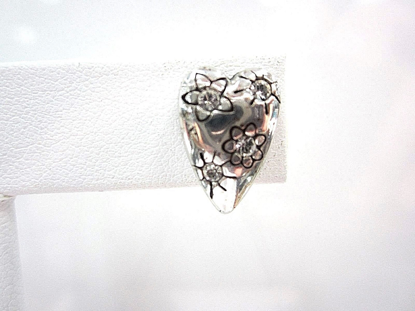 RETIRED Brighton Silver SWAROVSKI CRYSTAL HEART EARRINGS