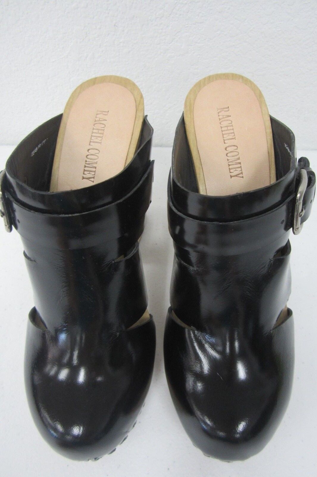 *NEW* $530 VERY RARE - RACHEL COMEY LEATHER PLATFORM HIGH HEEL WOOD CLOGS Sz 9M