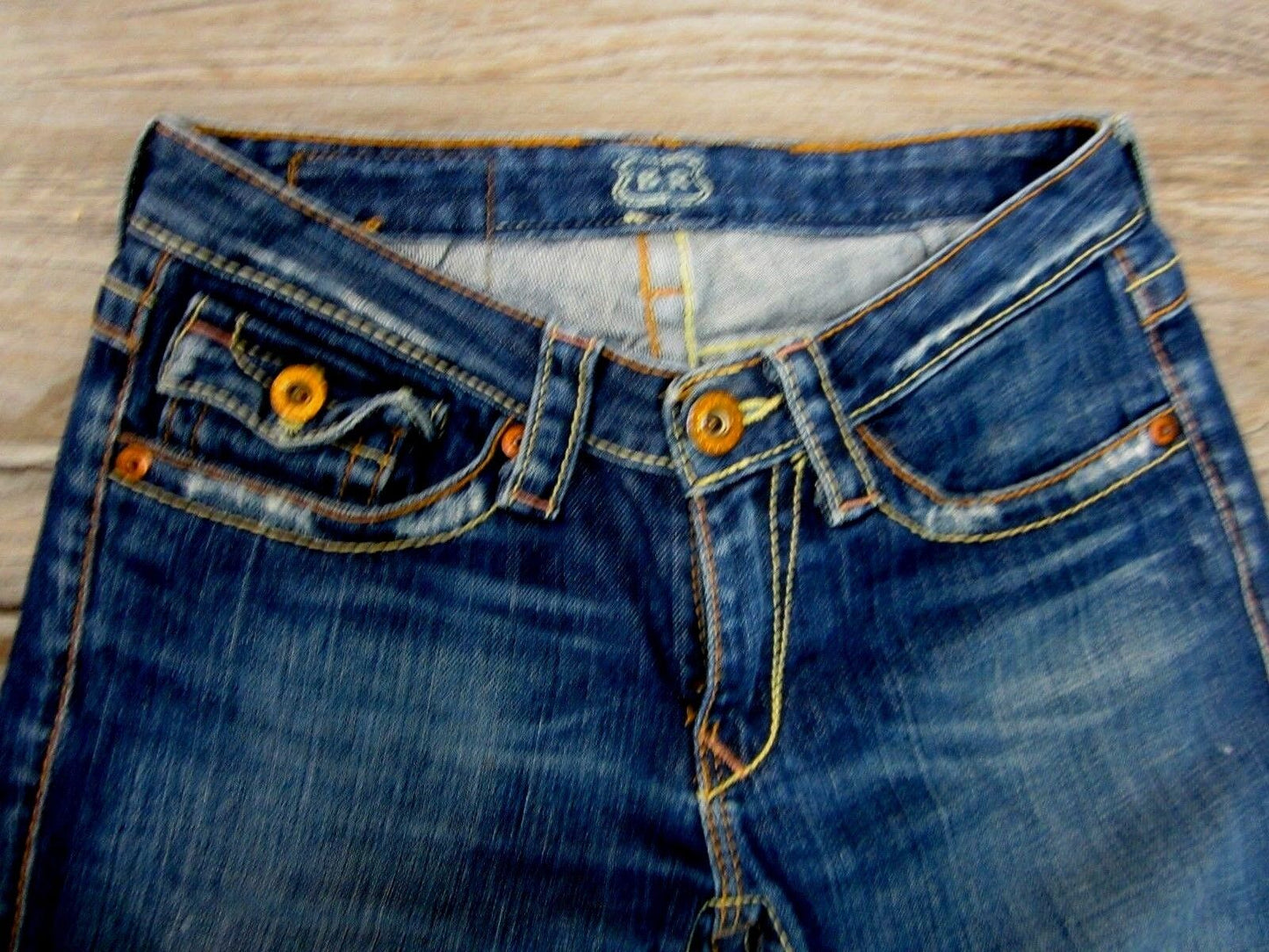 BIG STAR Low Rise Distressed Straight Leg Stretch Jeans Sz 24 W 28 x L 27