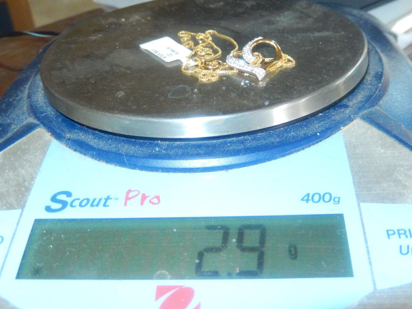 Gorgeous Vermeil 925 Sterling Crystal Floating Heart Slide Pendant w/18" Chain