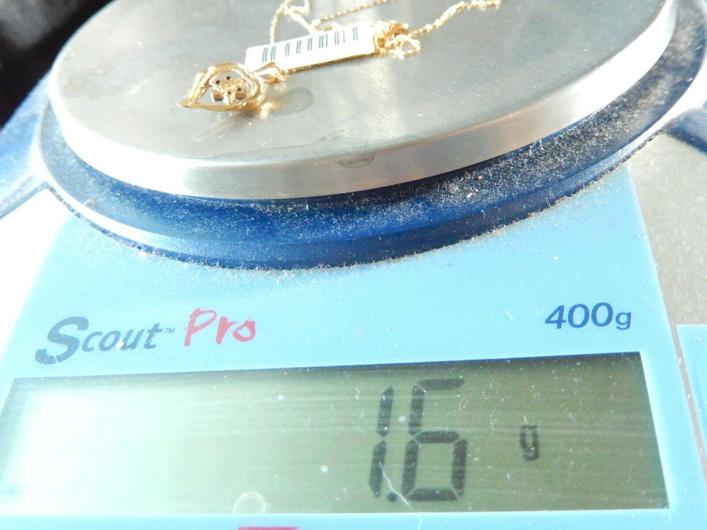 *VINTAGE* 10k Yellow Gold Round Sapphire Heart Pendant with 15" Chain