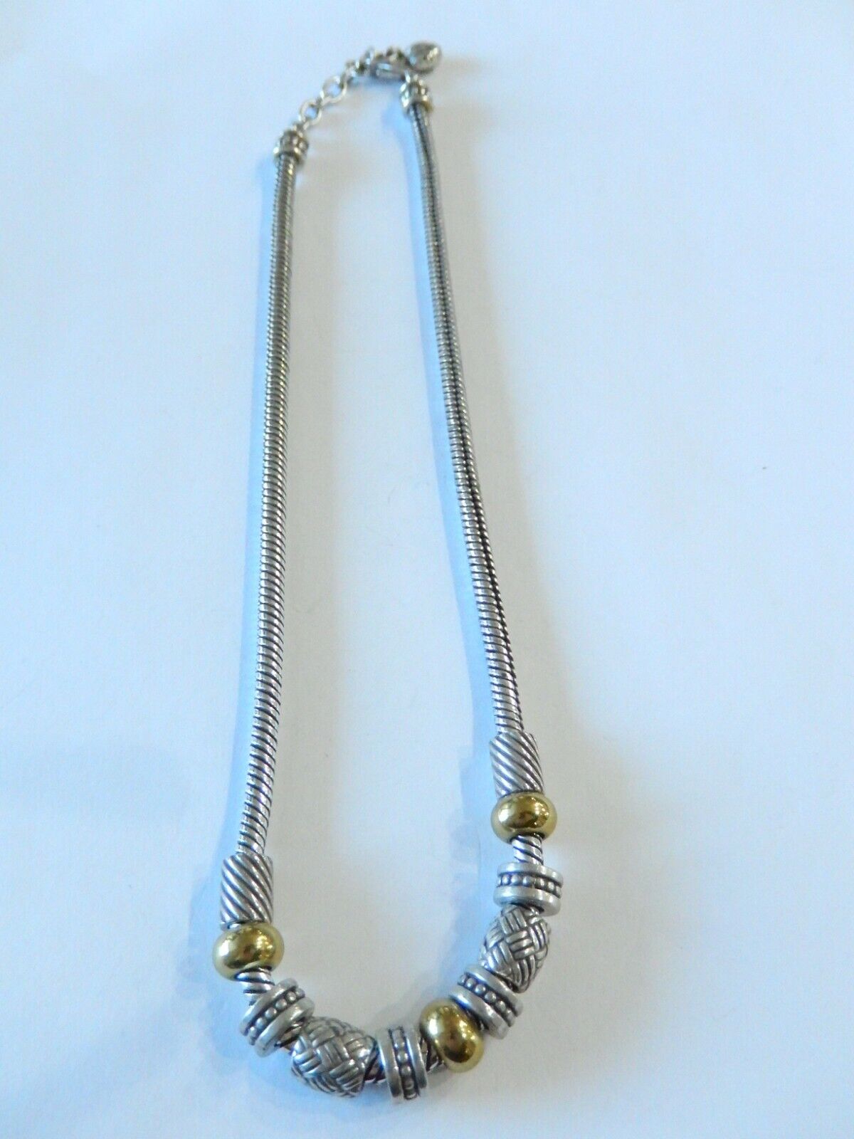 *RETIRED* BRIGHTON Gold Silver 2 Tones Bead Link BEAUTIFUL NECKLACE 16" - 18"