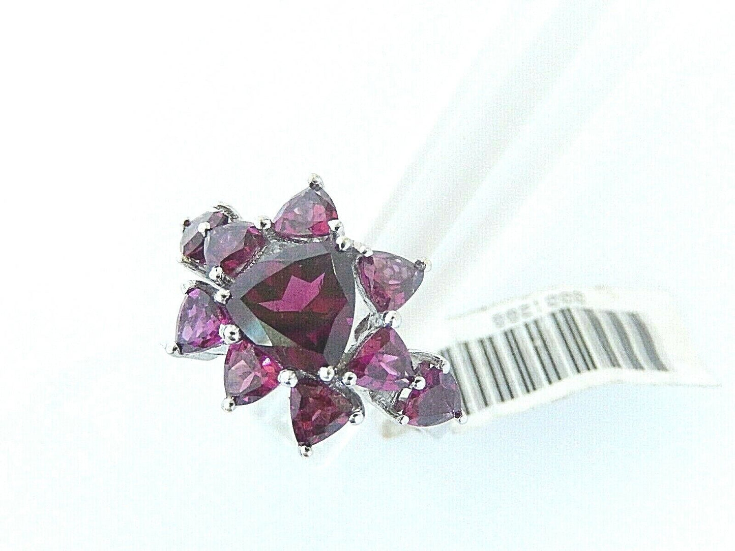 *NEW* 10k Solid White Gold 3Ct Trillion Cut Purple Amethyst Ring Size 8.75