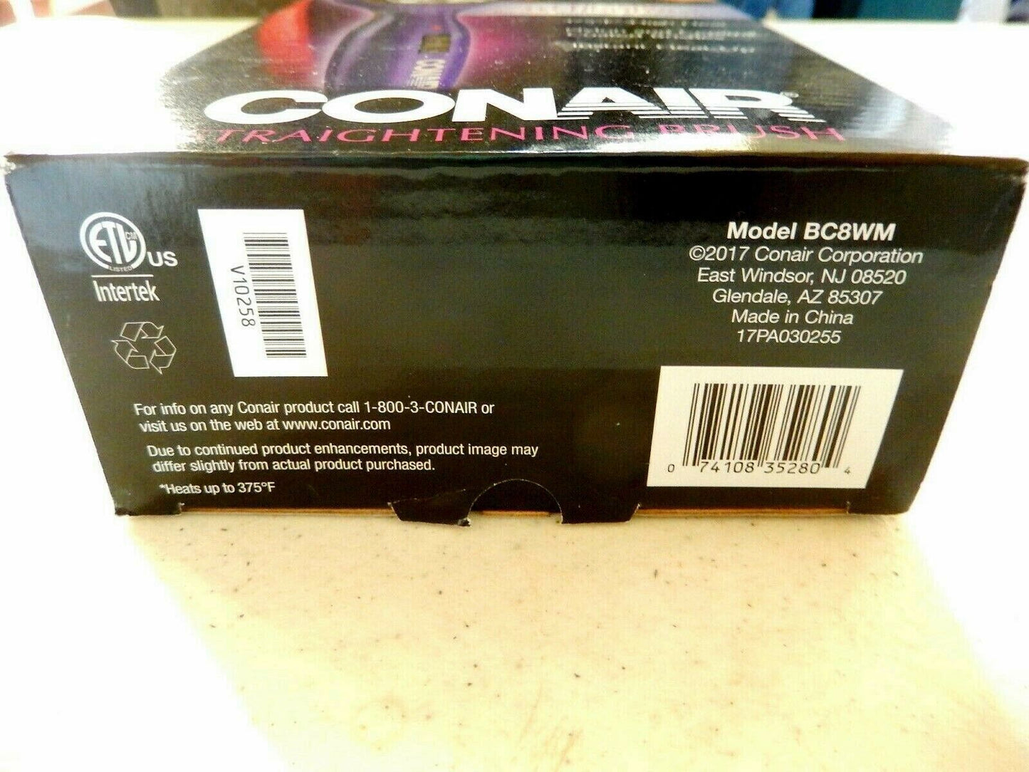 *NEW IN BOX* CONAIR Smooth & Straightening Brush Model BC8 Purple E1