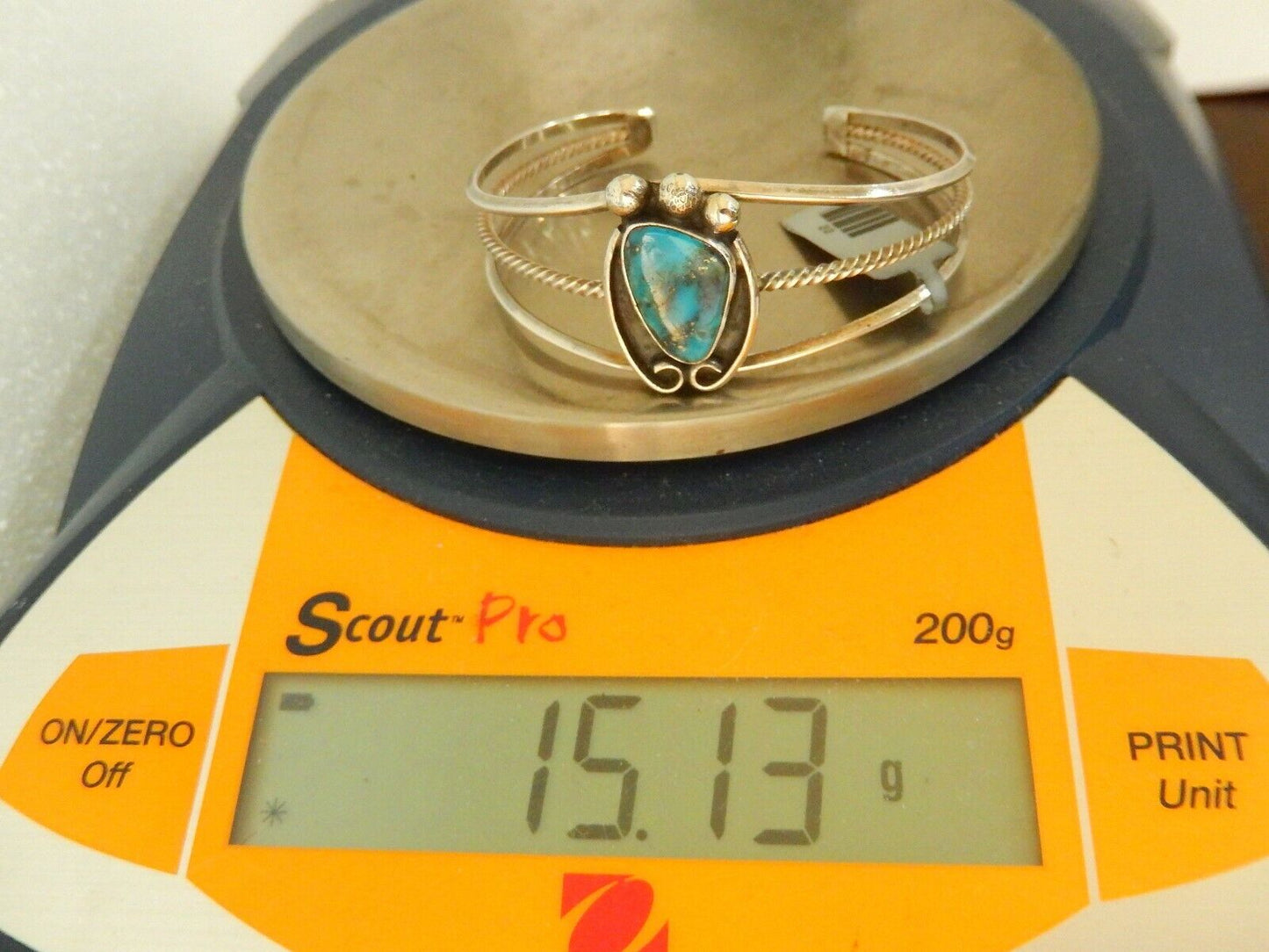 Vintage Southwest Turquoise Sterling Silver Cuff Bracelet