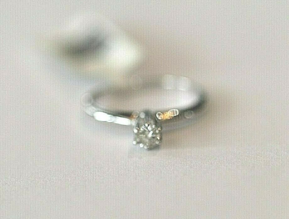 *NWT* 14K White Gold 1/6 Ct Round Cut Solitaire Diamond Engagement Ring Sz 4.75