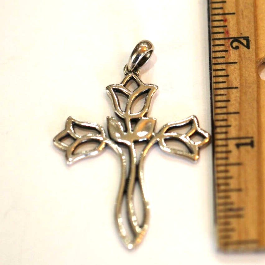 *RETIRED* RARE - JAMES AVERY LARGE STERLING SILVER TULIP FLOWER CROSS PENDANT