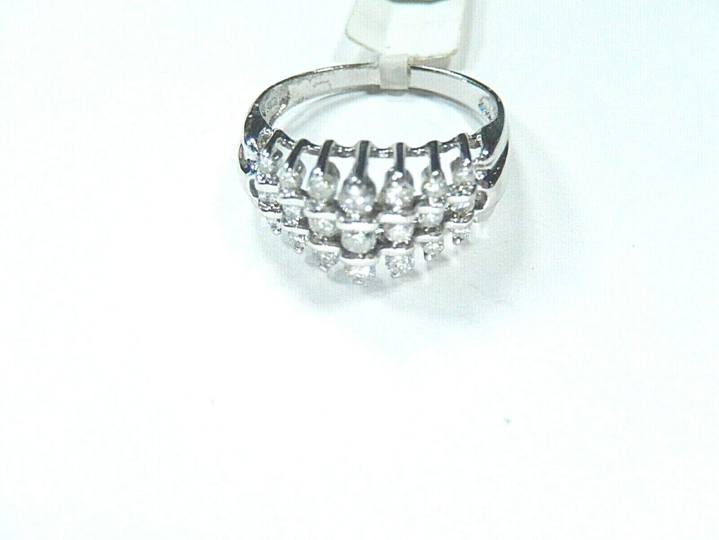 *NWT* 14K White Gold .50CT VS Natural 21 Diamond Pyramid Tiara Ring Size 7.75