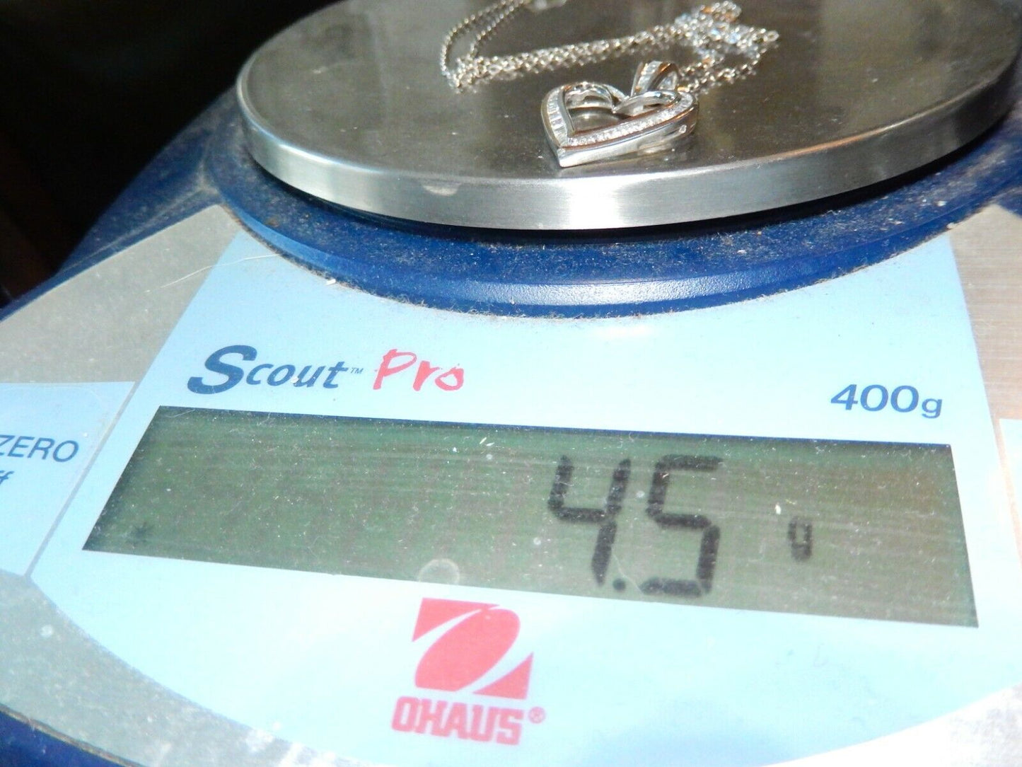 *NWT* 10k White Gold .66CT VS Baguette Diamond Open Heart Pendant w/18" Chain