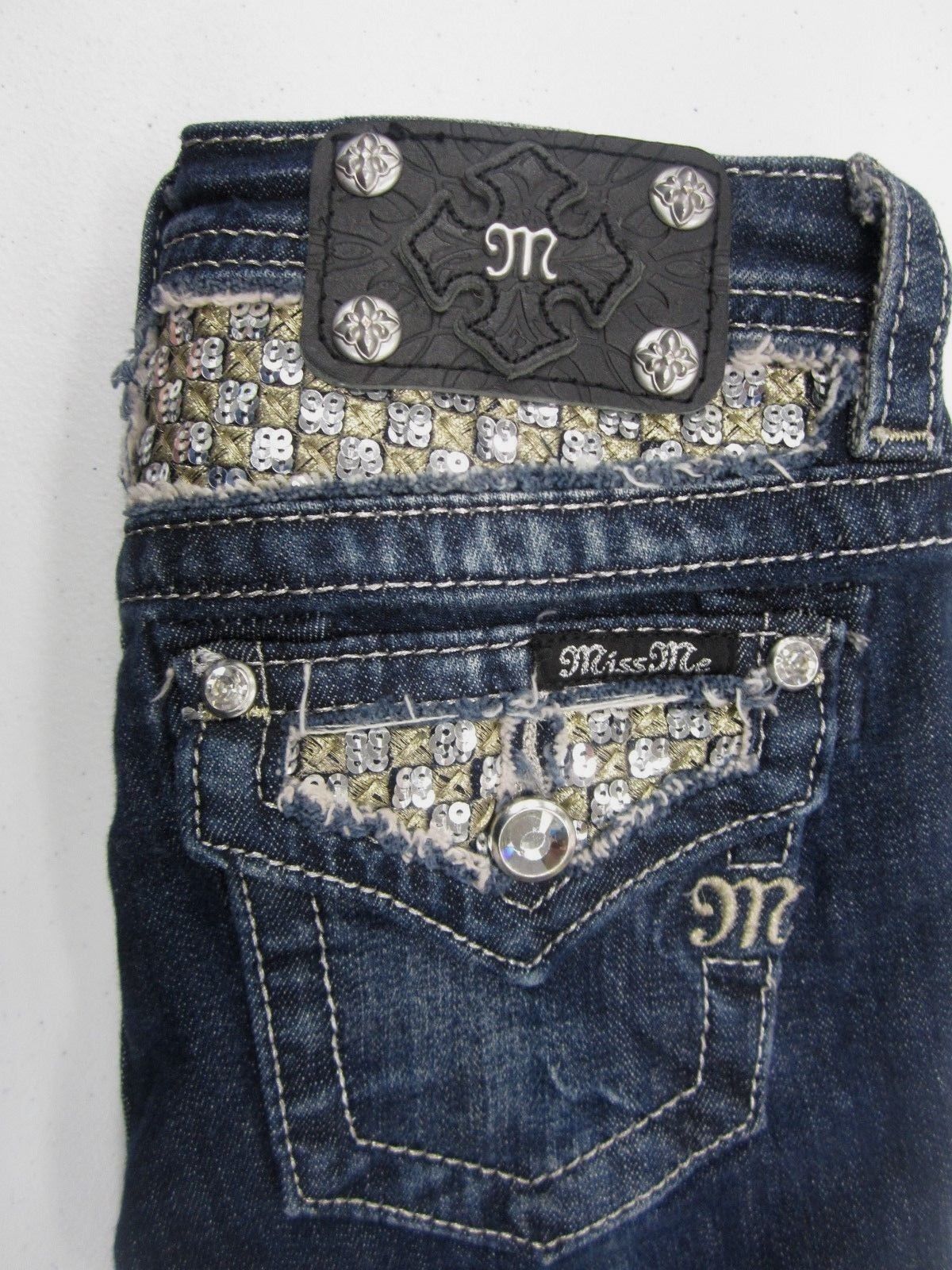 NWOT Miss Me Girls JK623GS Skinny Dark Blue Wash Flap Pocket Size 10 x 27