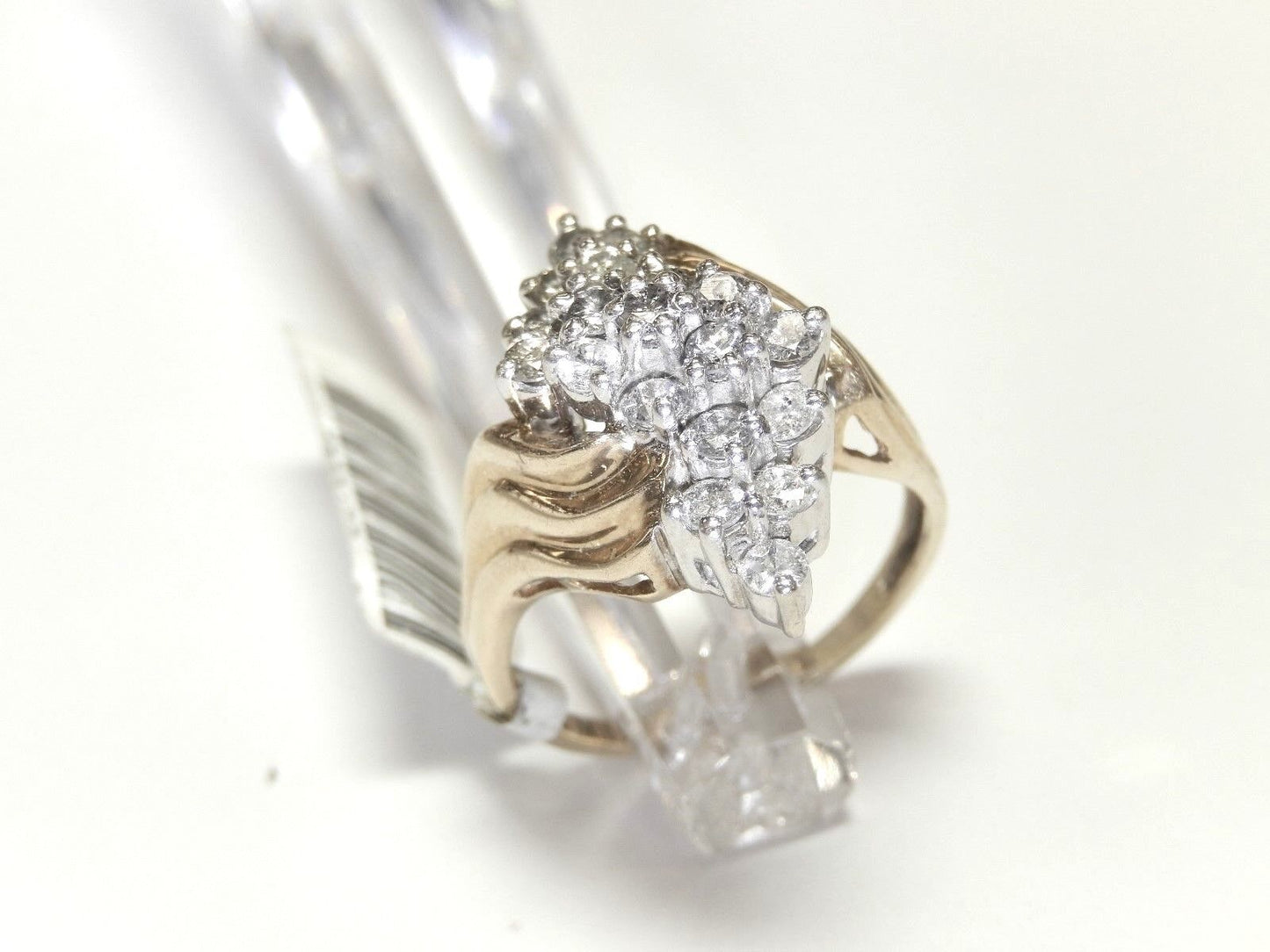 *MINT* 14K SOLID YELLOW GOLD LADIES 1CT NATURAL DIAMOND CLUSTER RING SZ. 7.75