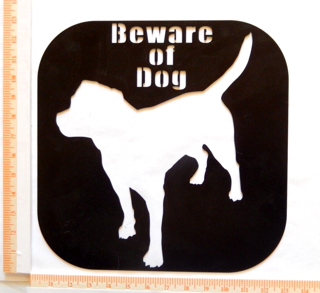 ~NEW~ 14ga. "BEWARE OF DOG" Black Metal Wall Art - 12" x 12"