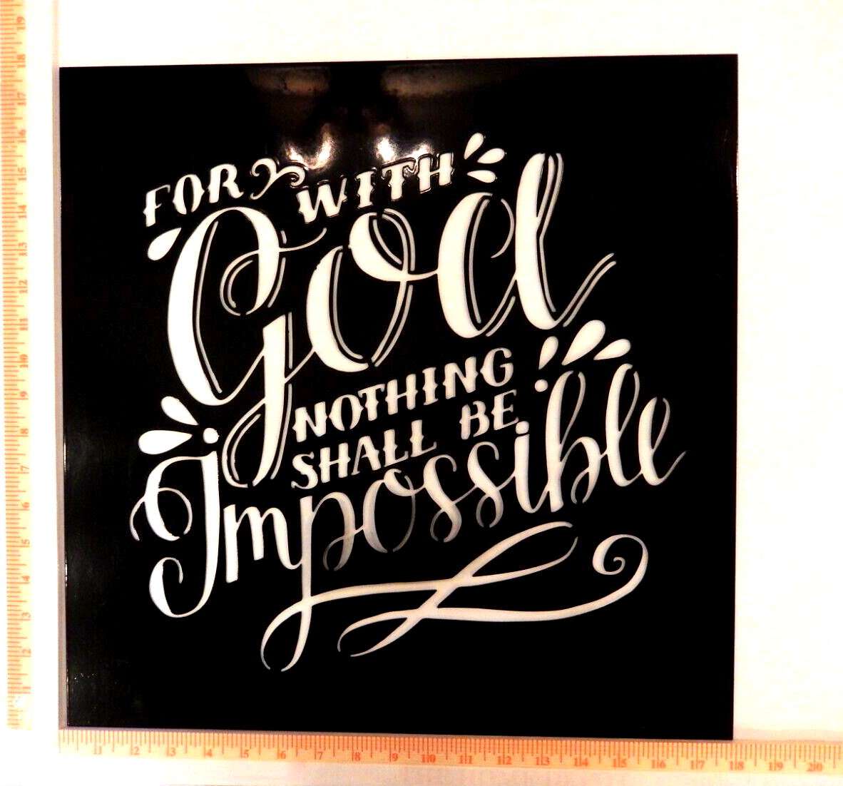 NEW " For With God Nothing Shall Be Impossible" 14Ga. 18" x 18" Metal Wall Art