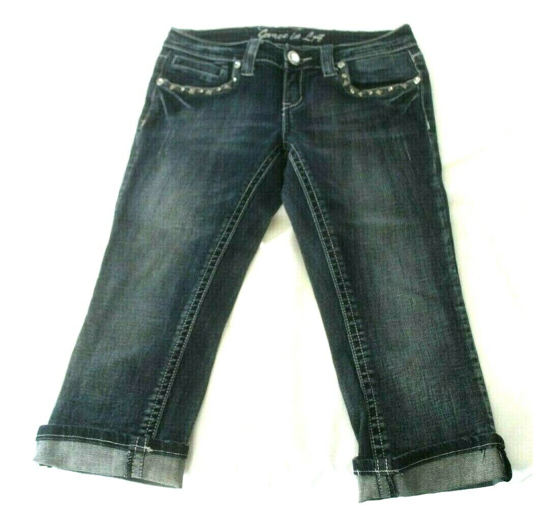 *MINT* Grace in LA Women Embellished Embroidered Crystal Capri Jeans W28 x L18