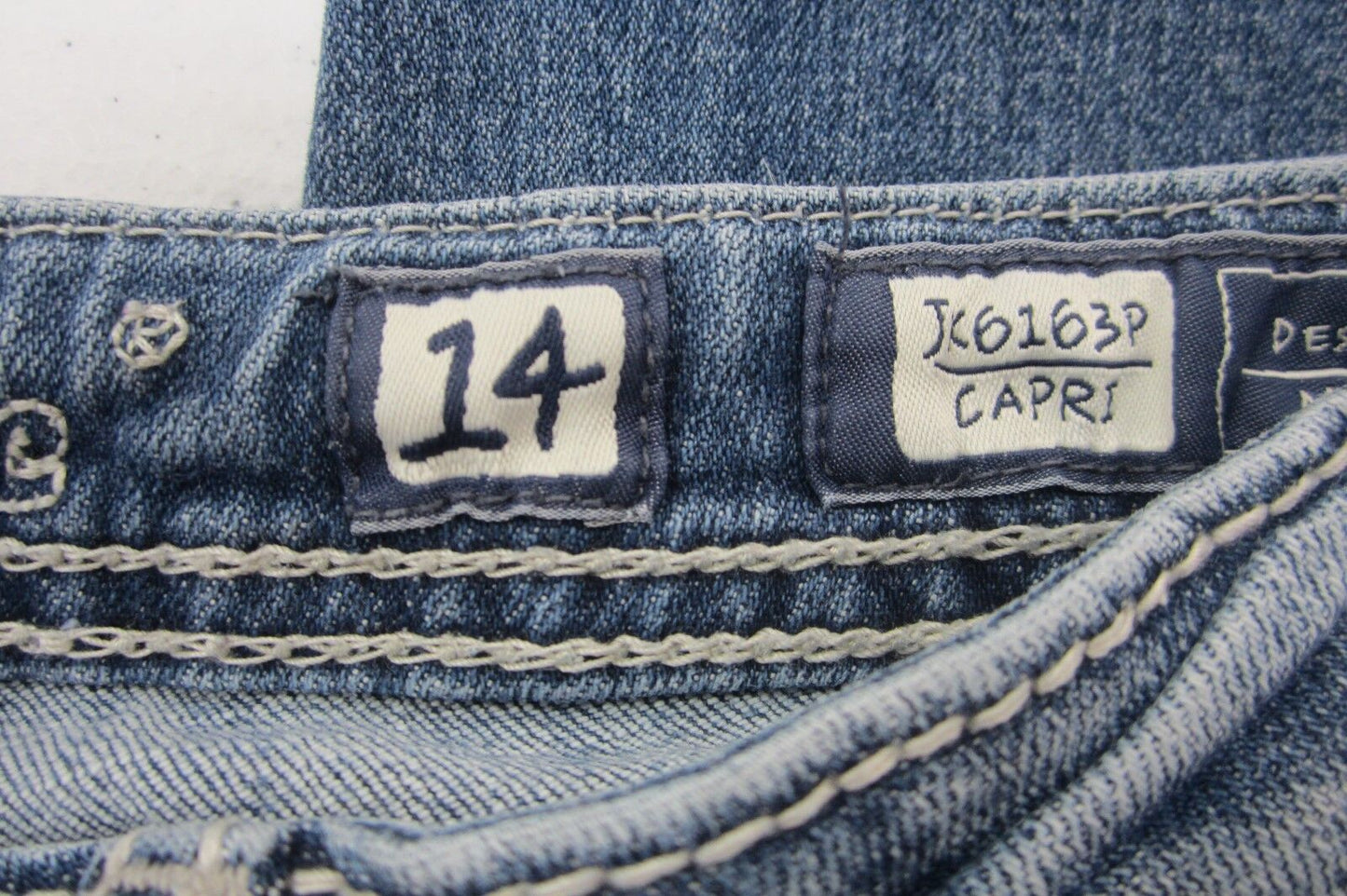 MISS ME GIRLS JK6163P DENIM CAPRI JEANS EMBELLISHED FLEUR DE LIS Sz 14 x 18"L