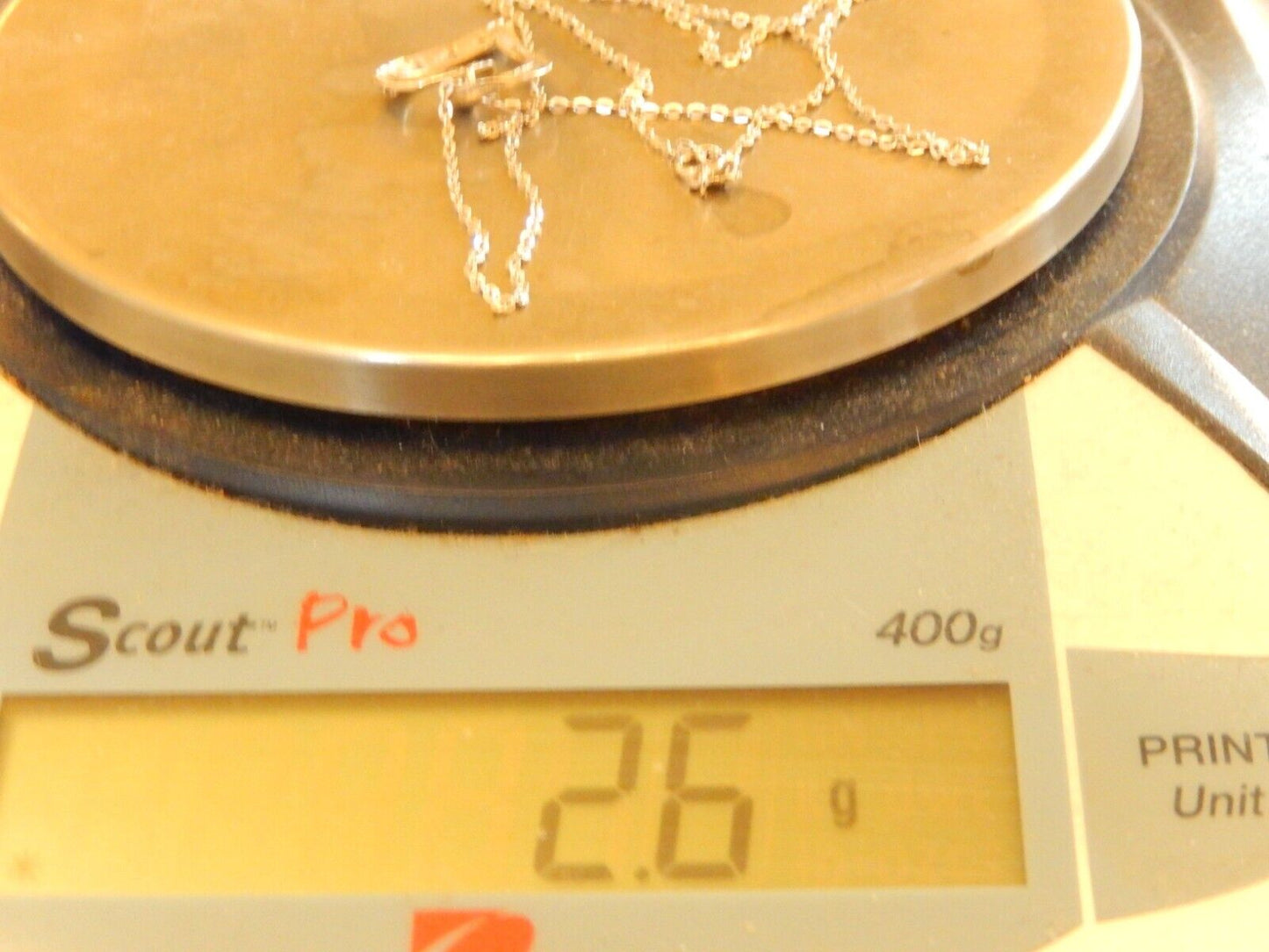 *VINTAGE* 10K White Gold 5 Diamond Floating Curved Heart Pendant Necklace , 18"