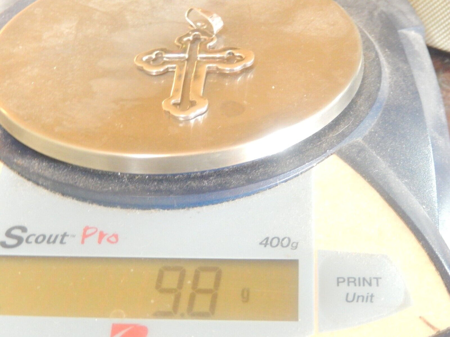 *VINTAGE* LARGE STERLING SILVER TAXCO MEXICO CROSS CUT-OUT PATTERN PENDANT
