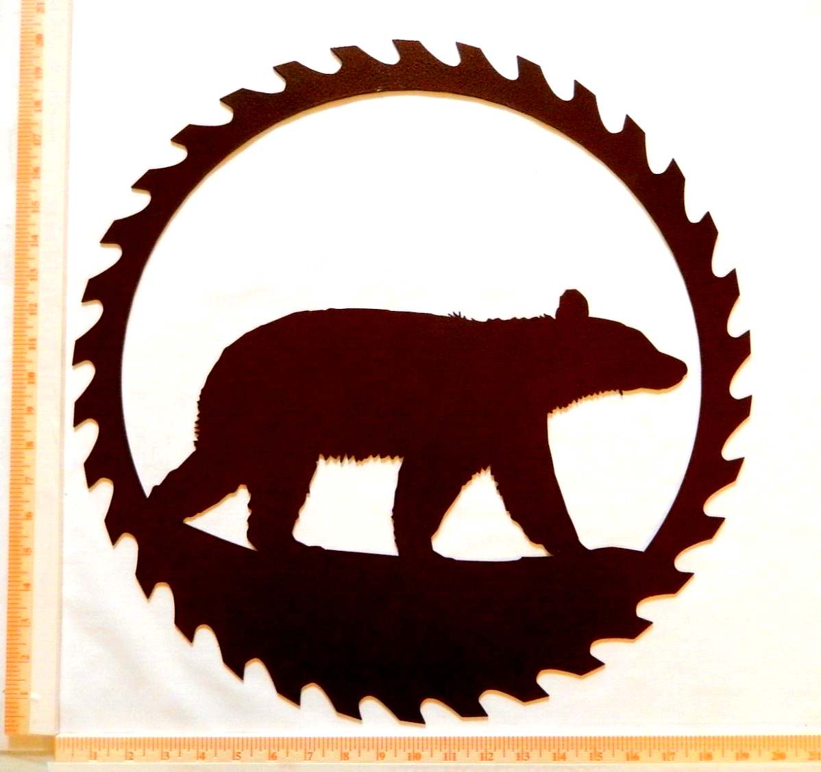 ~NEW~ LARGE - 14ga. - "BEAR SAWBLADE" Copper Brown Metal Wall Art - 20"