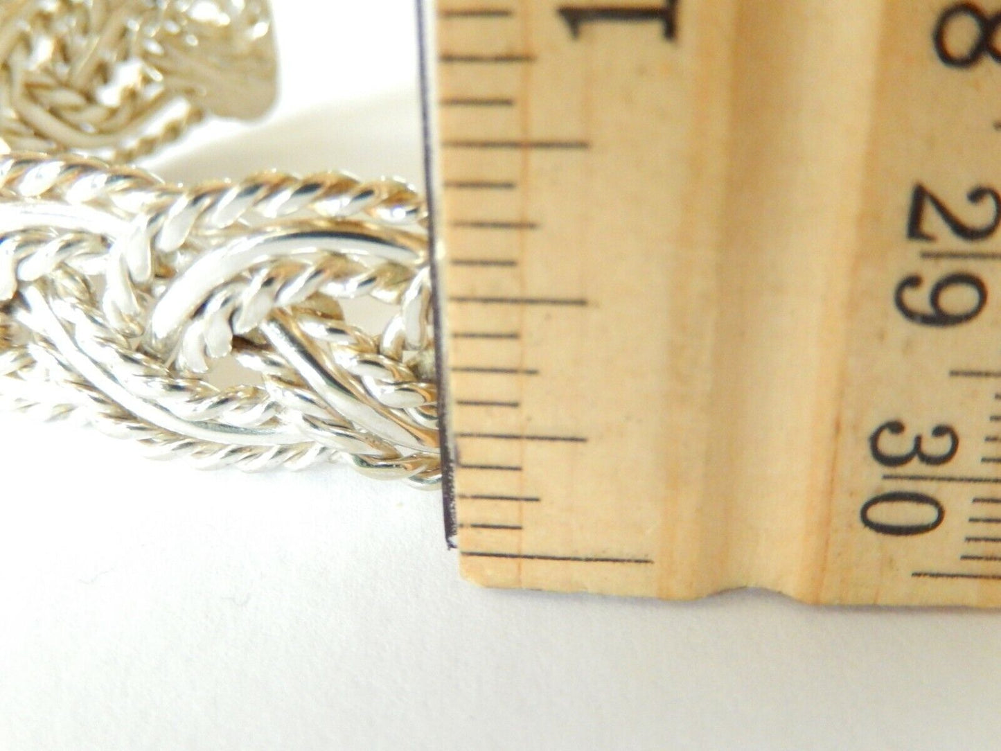 *VINTAGE* Sterling Silver Handmade 19mm Wide 925 Braided Woven Cuff Bracelet