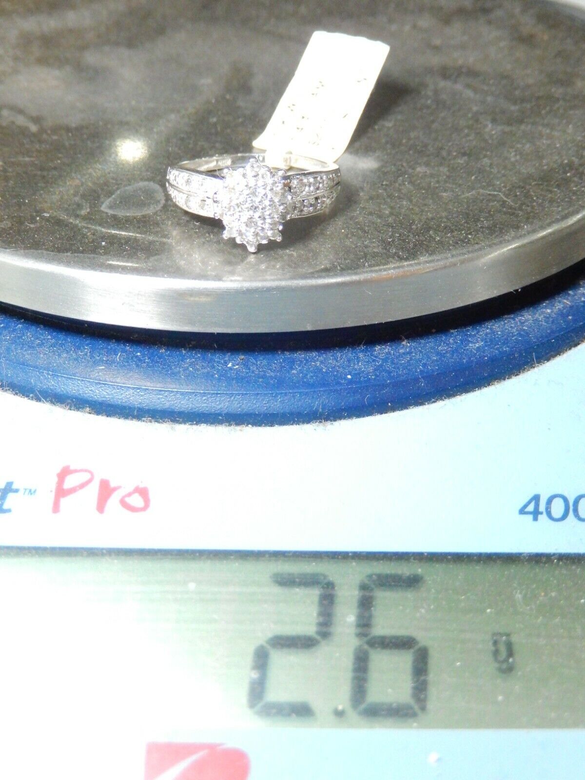 *VINTAGE* 10k White Gold Natural .25ct Diamond Bridal Wedding Ring Sz 7.5