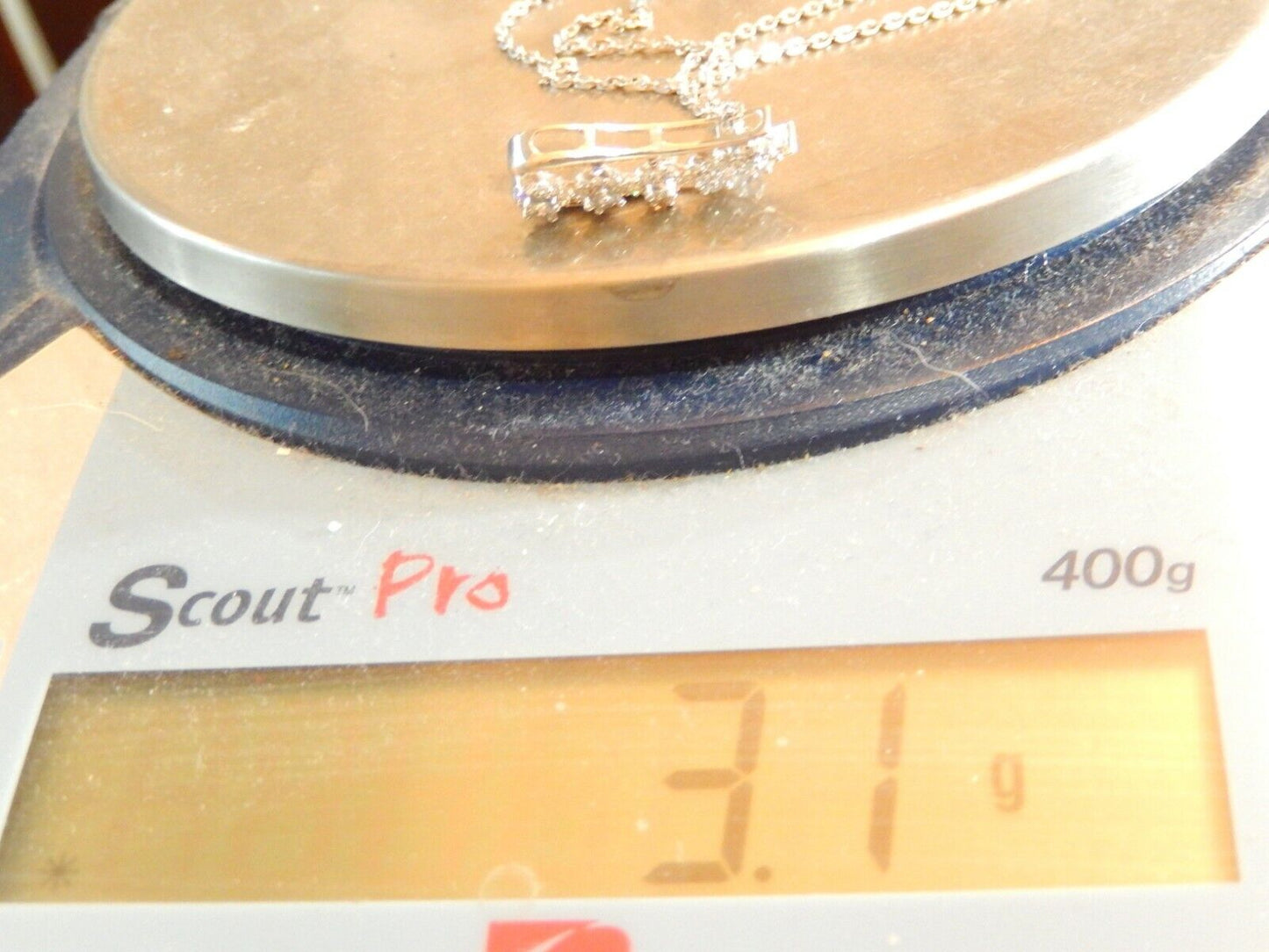 *NWT* 10k White Gold 2/5CT Halo 53 Round Natural Diamond Journey Necklace