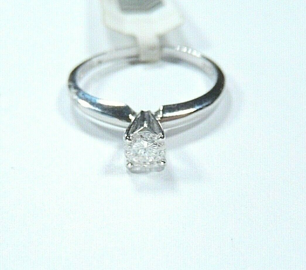 *NWT* 14K White Gold 1/4 CT Diamond Solitaire Engagement Wedding Ring Sz 5.25