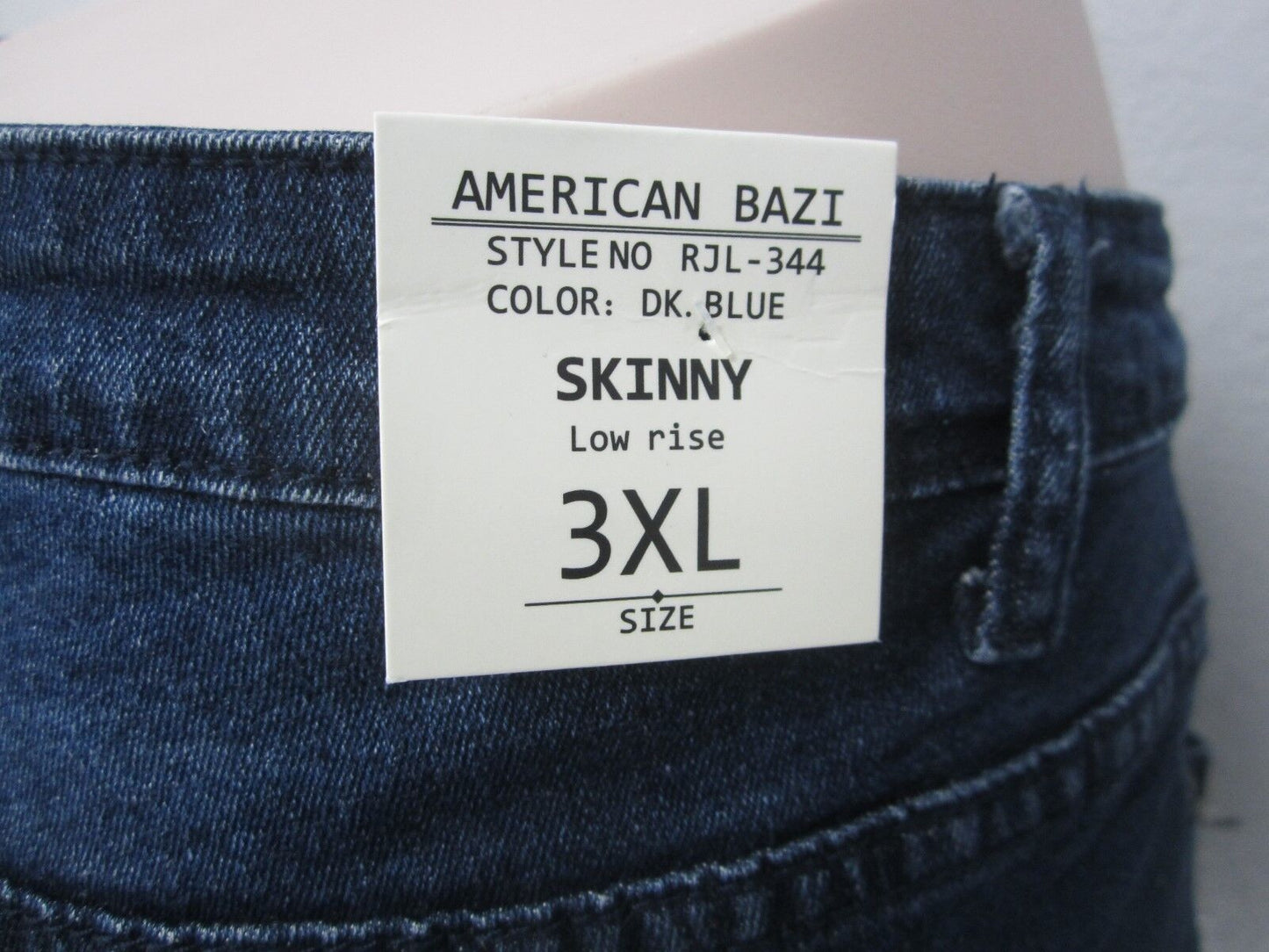 NWT American Bazi Stretch Destroyed Dark Blue Skinny Low RiseJeans Size 3XL x 30